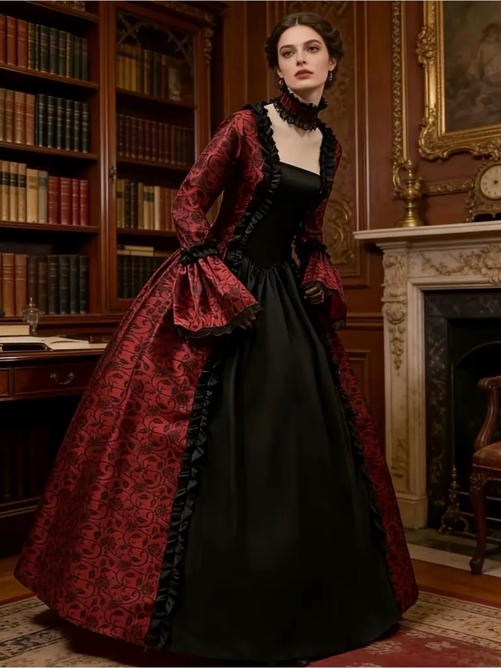 Red and Black Gothic Kids Costume Dress by